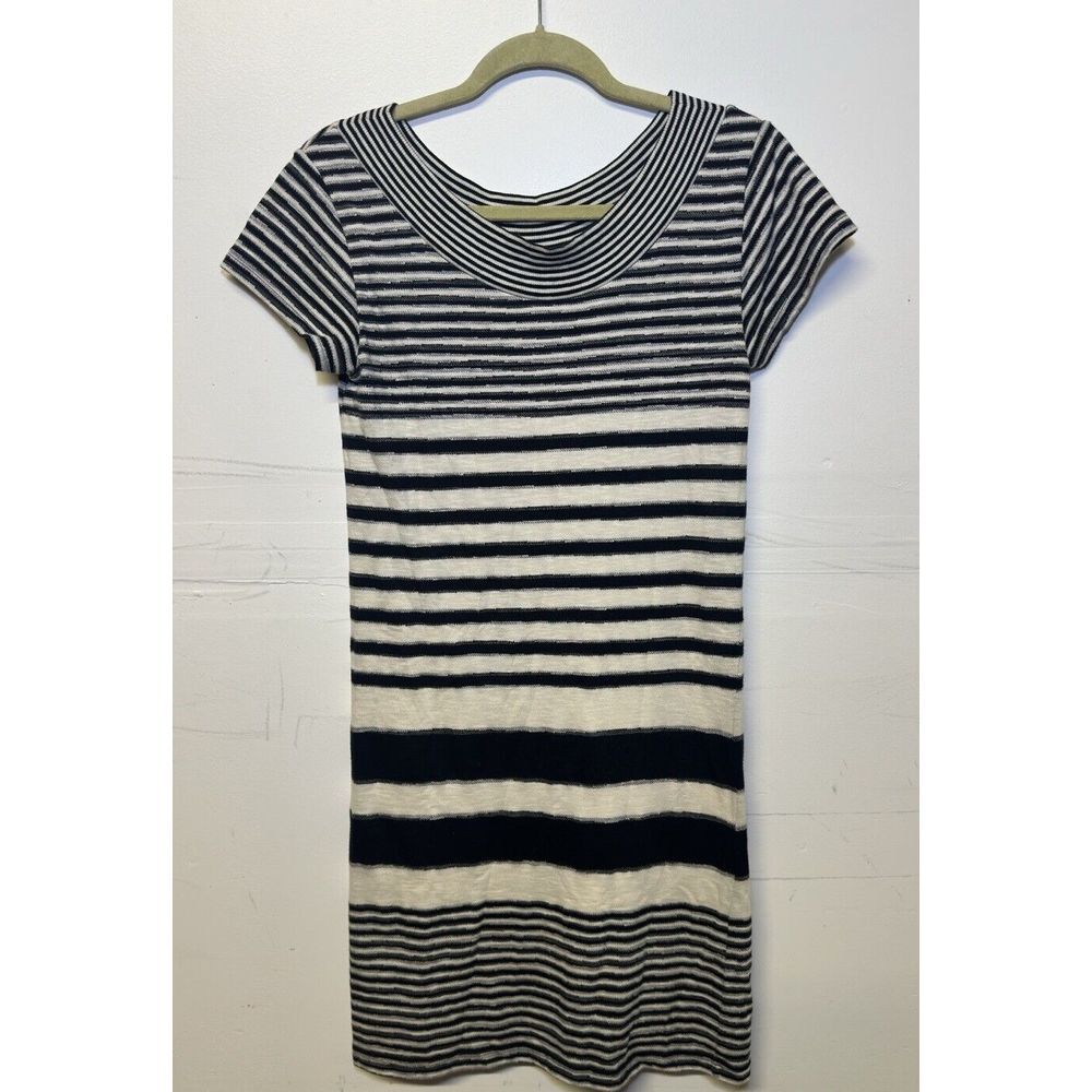 Anthropologie Maeve Striped Short Sleeve Knit Dress Size Small Casual Scoop Neck